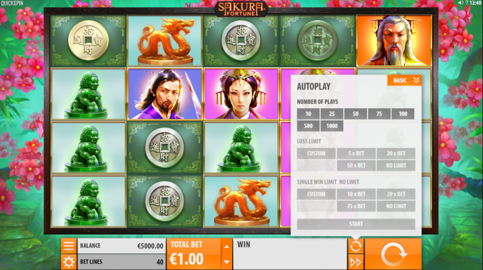 The game screen of Sakura Fortune slot