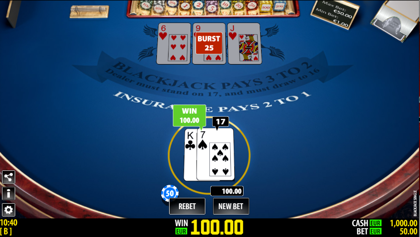 World Match has developed a superb Single Hand Blackjack variant